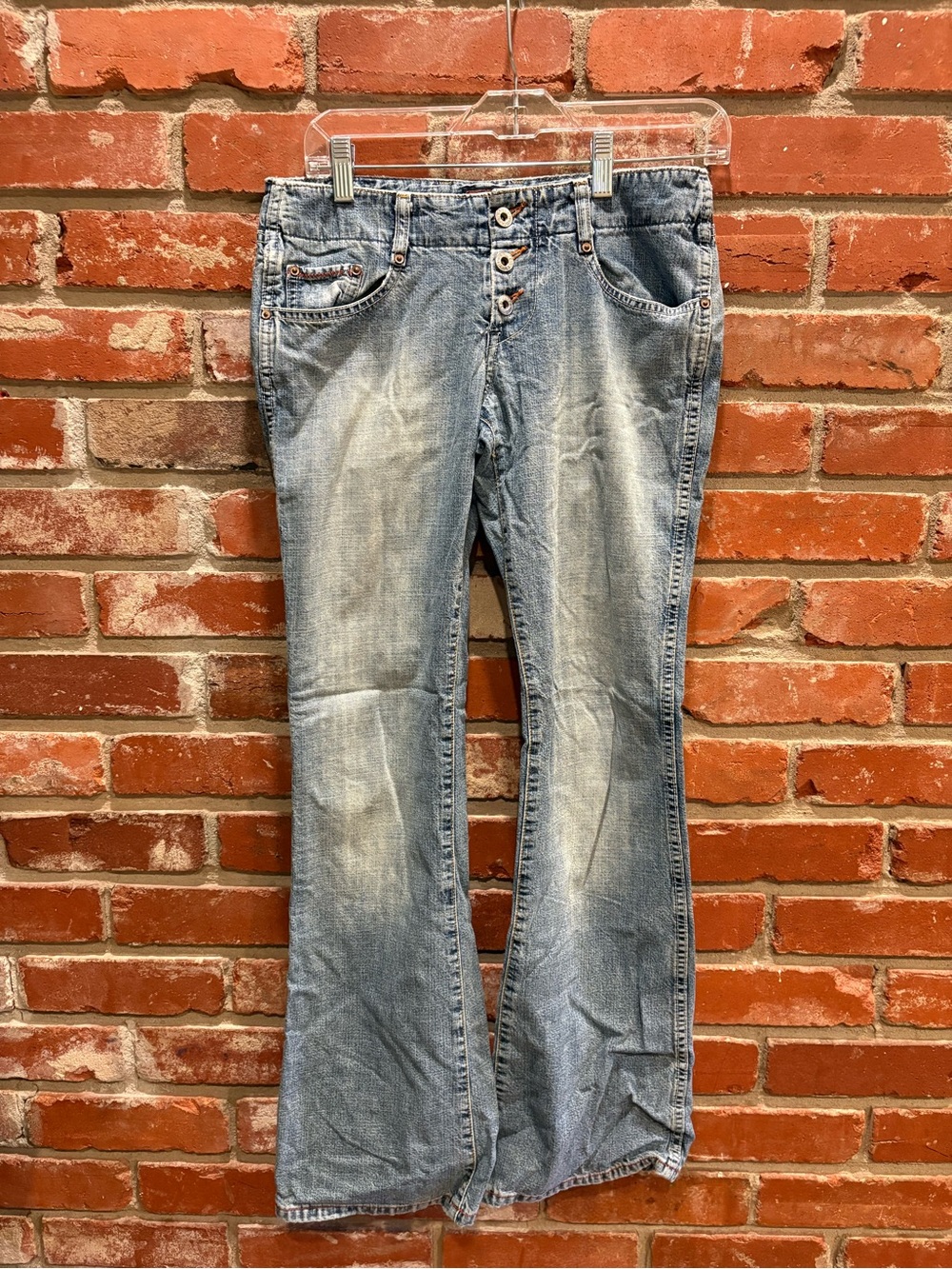 VTG Lucky Brand Dungarees Flash Flare Button Fly Jeans Size 4/27 Made in USA